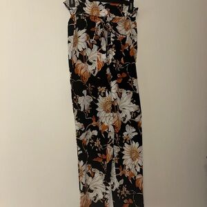 Floral Black and Orange Women's Pants